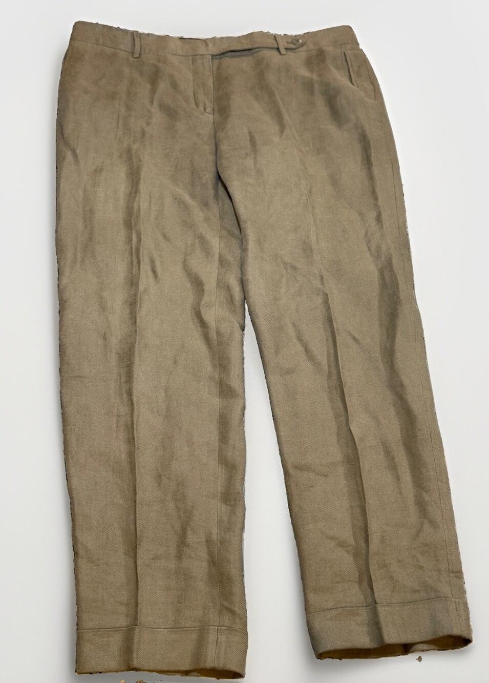 Loro Piana Greenish Brown Linen Trousers Pants Size 50 US 37x30